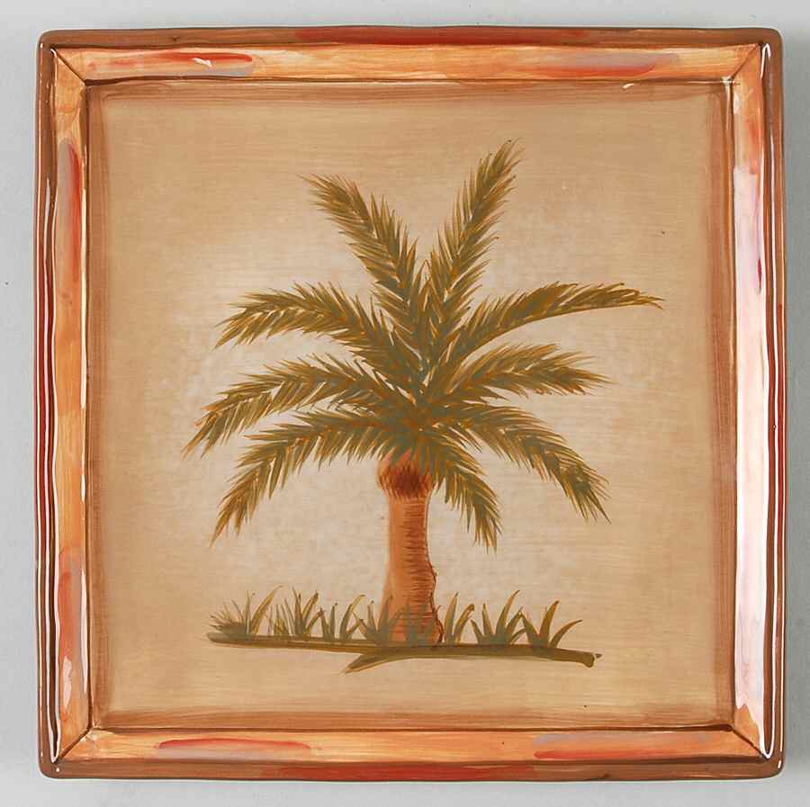 Vintage Palm Square Salad Plate by Clay Art-1