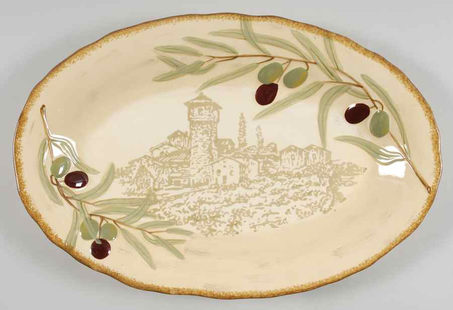 First Press 18" Oval Serving Platter by Clay Art-1