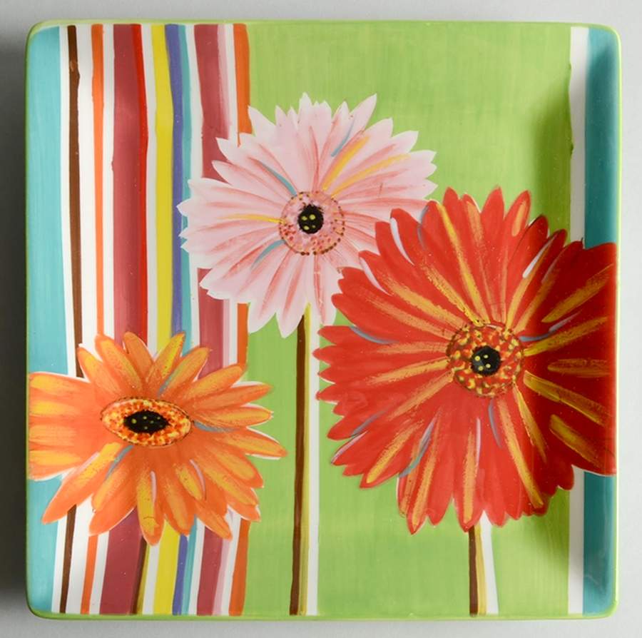 Gerbera Square Dinner Plate by Clay Art-1