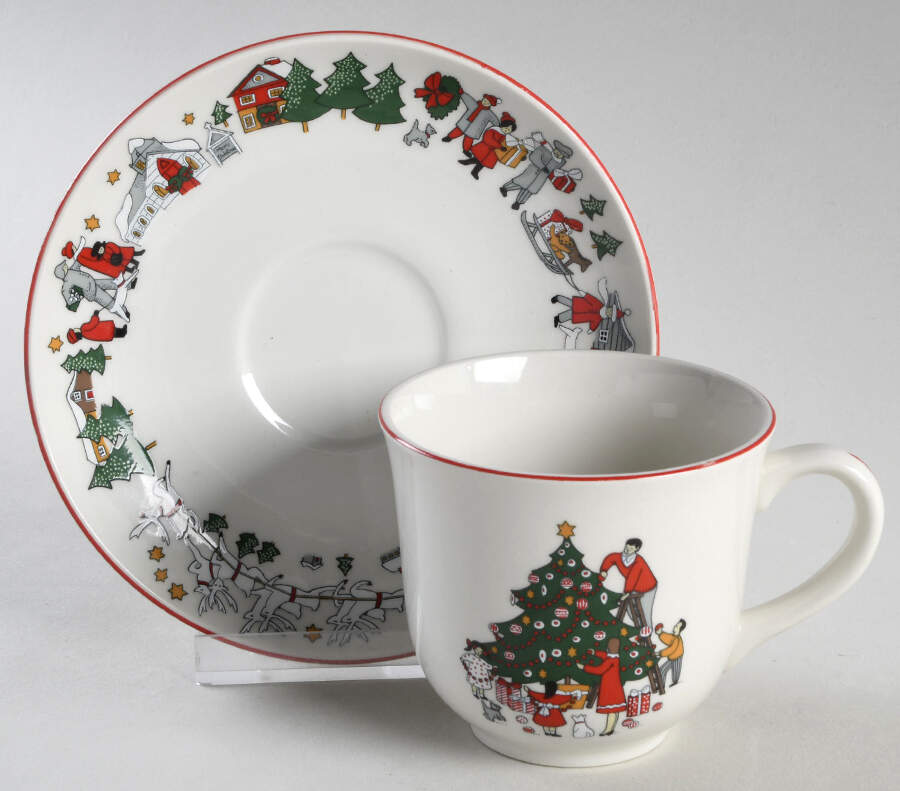 Family Christmas Flat Cup & Saucer Set by Cuthbertson-1