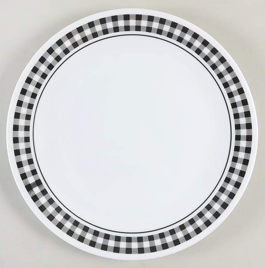 Gingham Black Dinner Plate by Corning Corelle-1