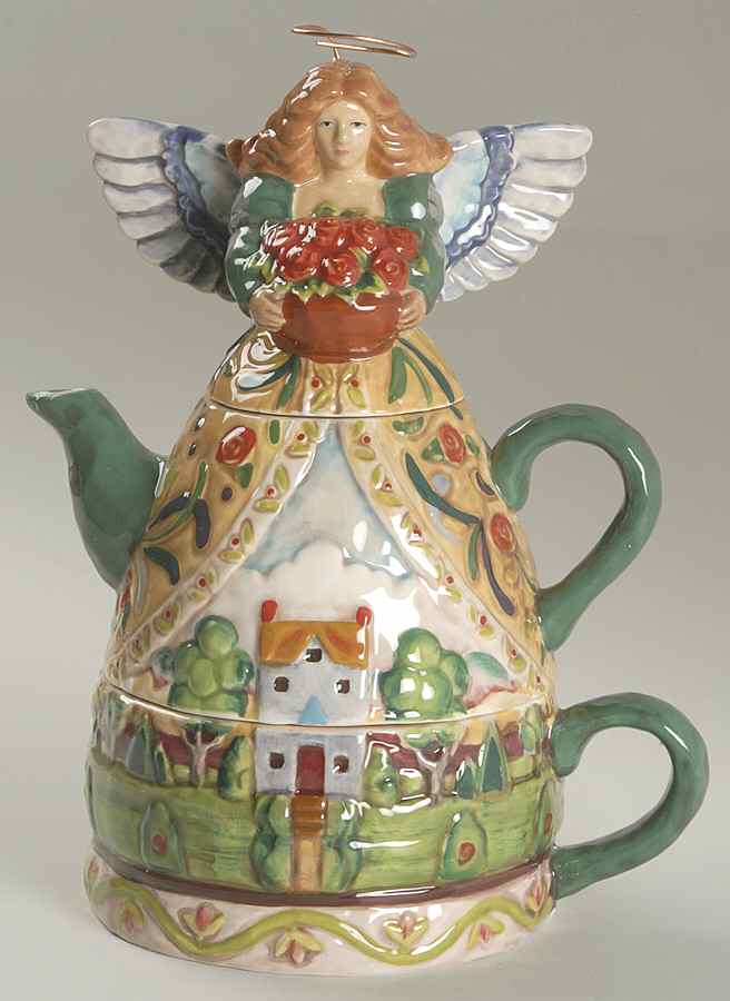 Angels Four Seasons Sculpted Individual Teapot with Cup by Certified International-1
