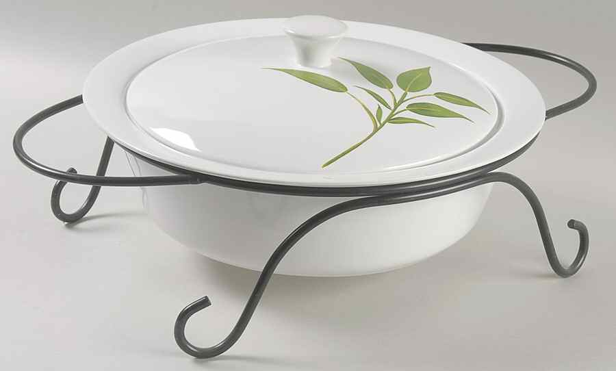 Culinary Herbs 2.25 Qt Round Covered Casserole & Metal Stand by Certified International-1