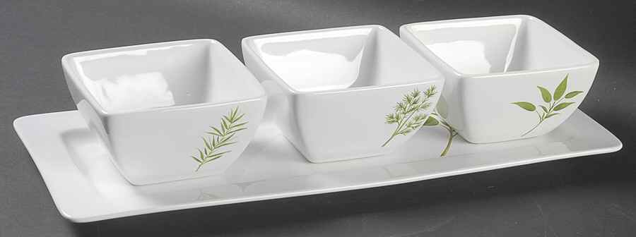 Culinary Herbs Condiment Set - Set of 3 Motif Bowls with Tray by Certified International-1