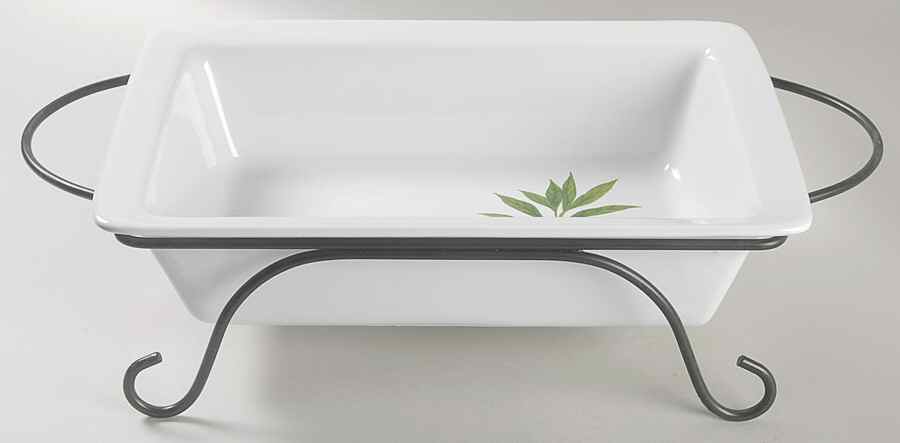 Culinary Herbs 14" Rectangular Baker W/Metal Stand by Certified International-1