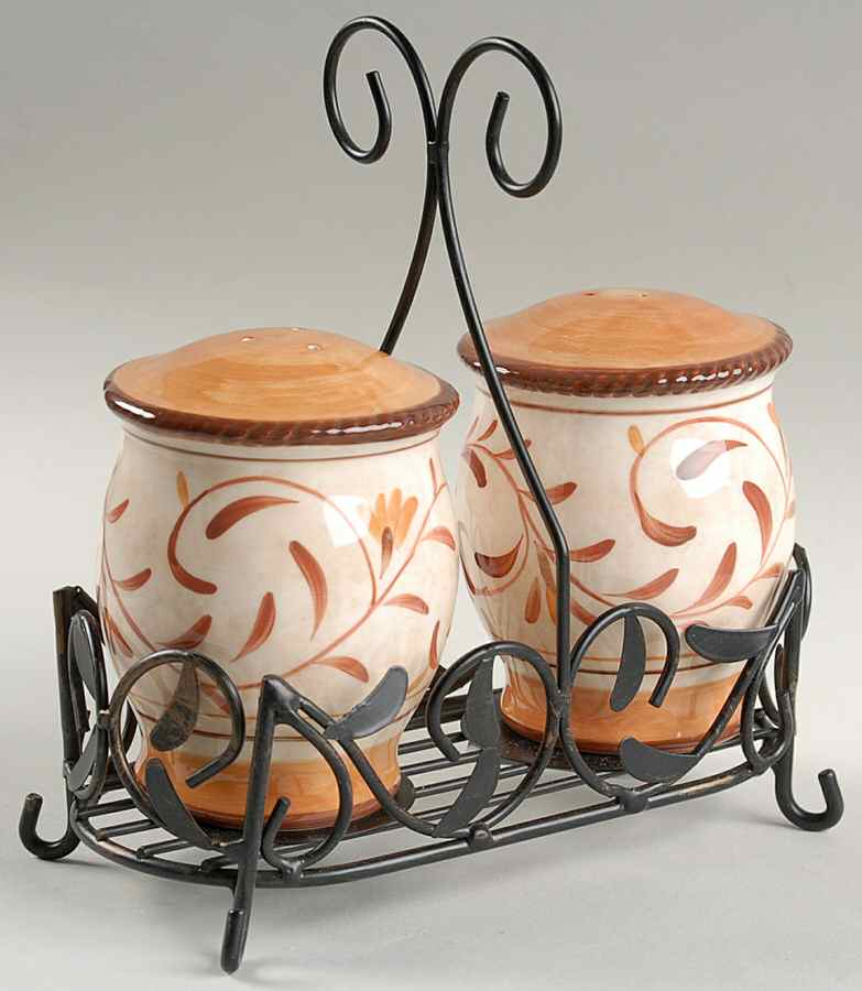 Roman Scrolls Salt & Pepper w/Metal Stand by Certified International-1