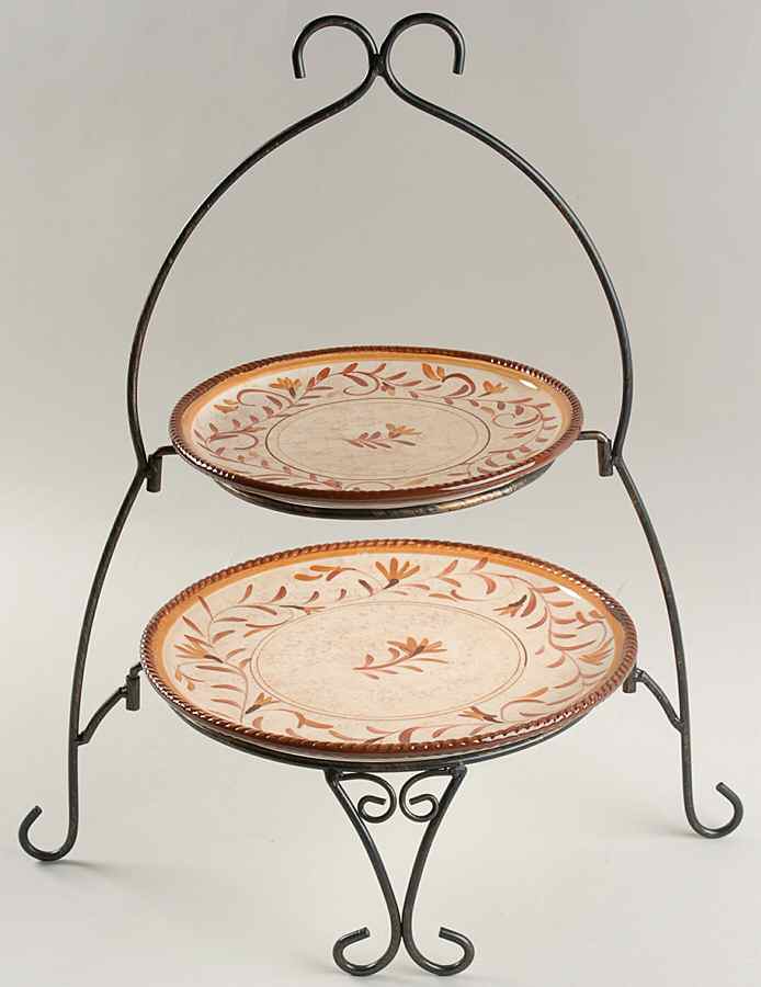 Roman Scrolls 2 Tier Metal Plate Holder & Plates by Certified International-1