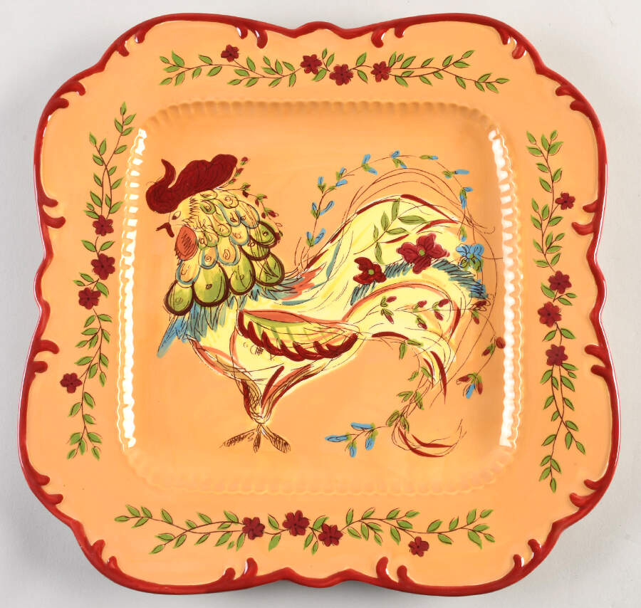 Provence Rooster Square Service Plate (Charger) by Certified International-1