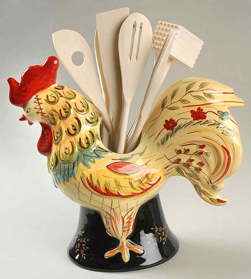 Provence Rooster Figural Utensil Set by Certified International-1