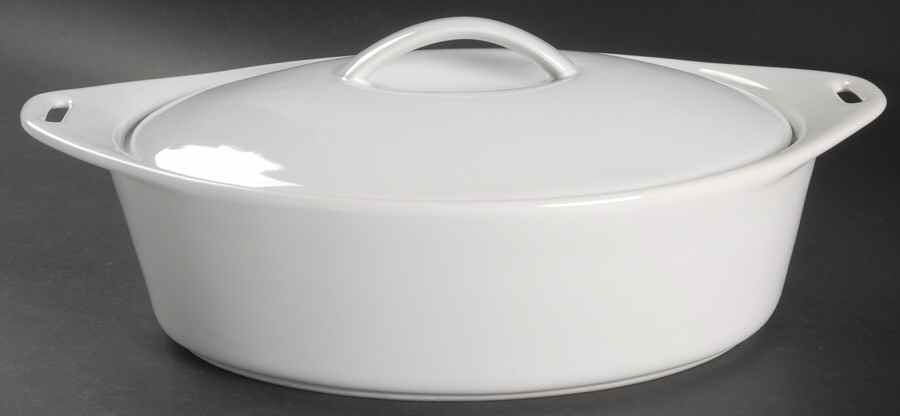 Bakeware White 2 Quart Oval Covered Casserole by Certified International-1