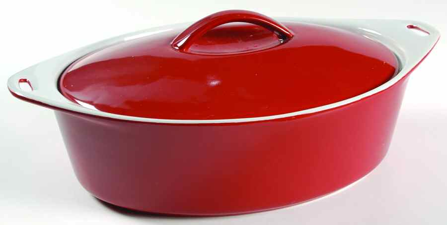 Bakeware Red 2 Quart Oval Covered Casserole by Certified International-1