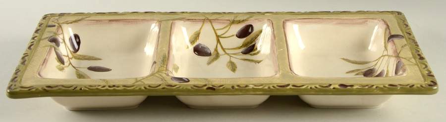 Santorini 3 Part Rectangular Divided Server by Clay Art-1