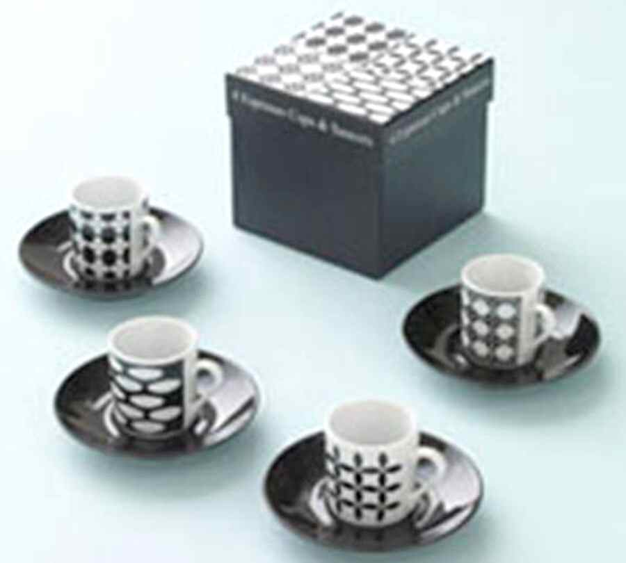 Museo Mundo Black and White Espresso Cup and Saucer Set by BIA Cordon Bleu-1