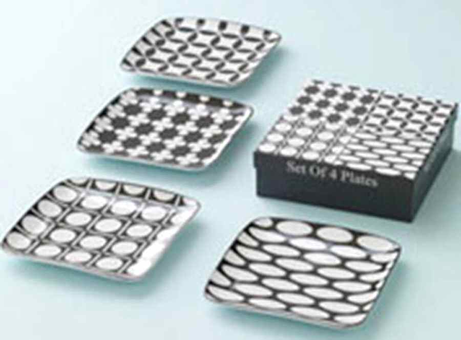 Museo Mundo Black and White Square Salad/Dessert Plate by BIA Cordon Bleu-1