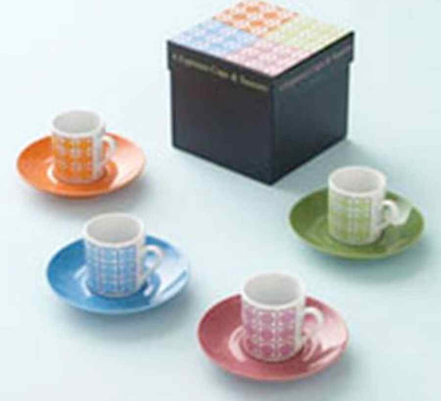 Museo Mundo Circles in Squares Espresso Cup and Saucer Set by BIA Cordon Bleu-1