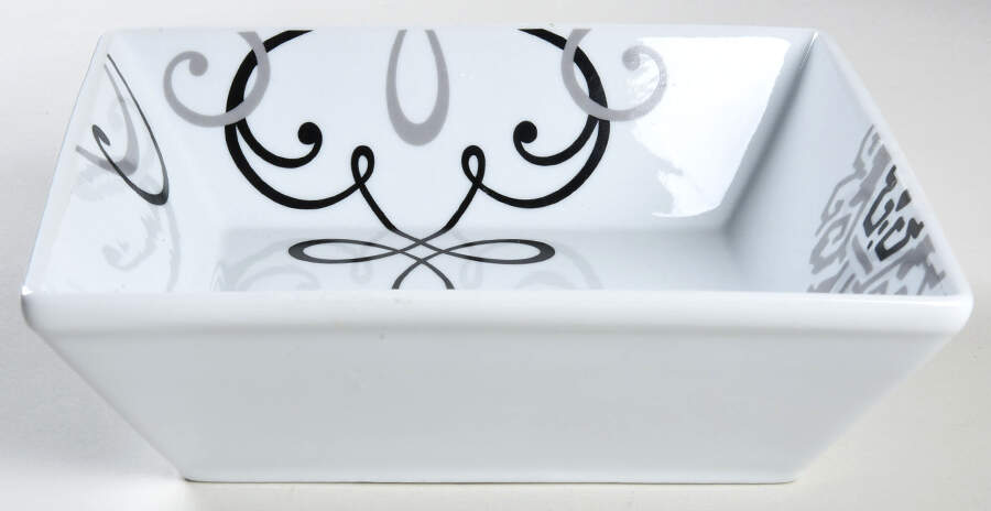 Black and Grey 8" Square Vegetable Bowl by The Cellar (China)-1