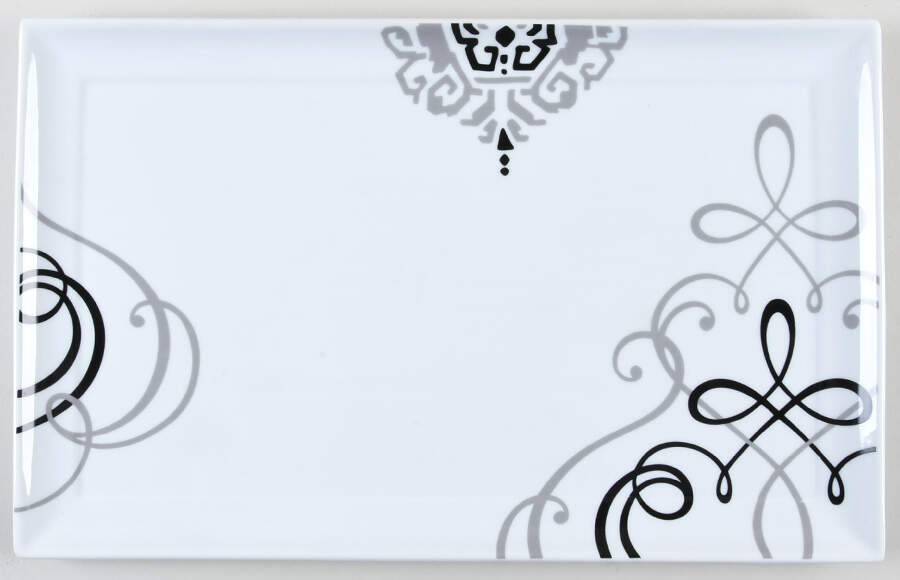 Black and Grey 15" Rectangular Serving Platter by The Cellar (China)-1