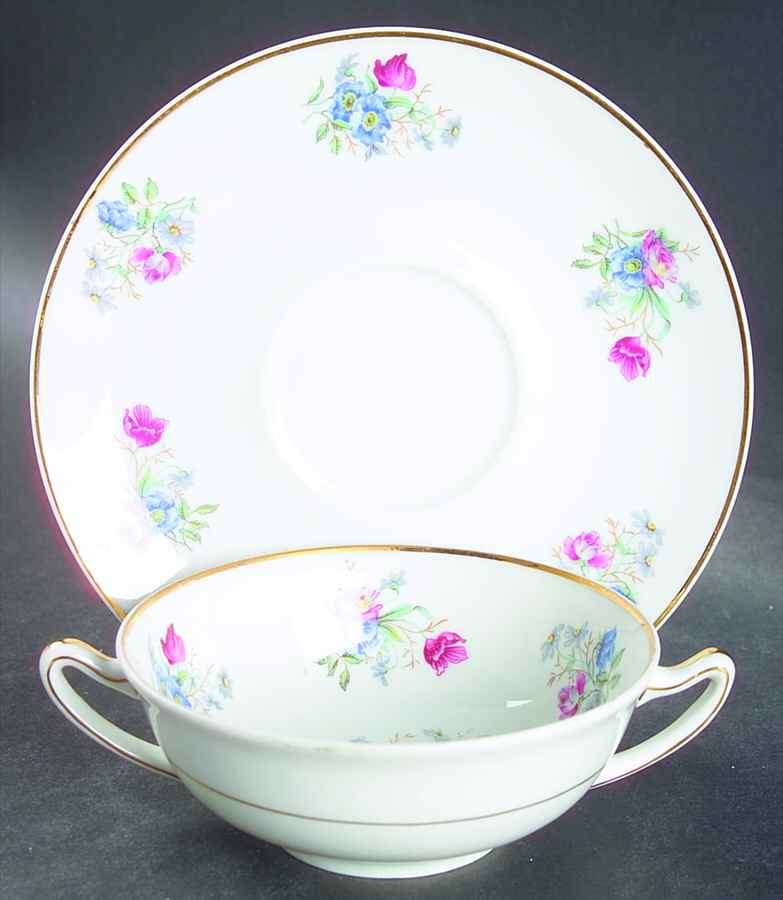 CHF1440 Flat Cream Soup Bowl & Saucer Set by Charles Field Haviland-1