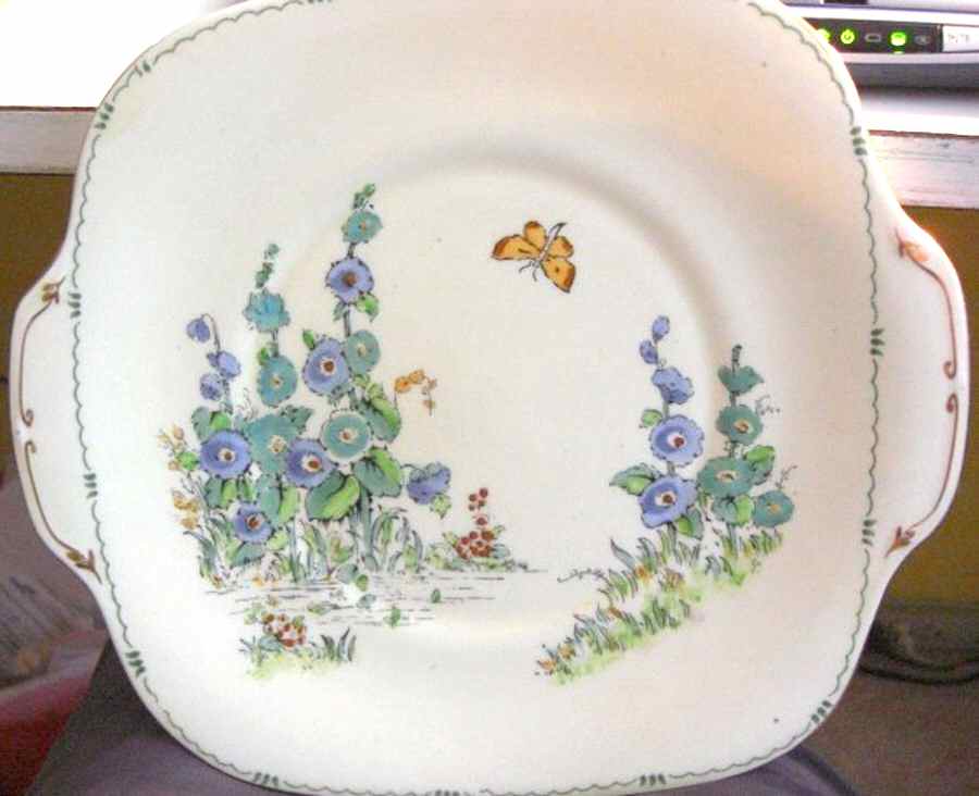 CRS159 Square Handled Cake Plate by Crown Staffordshire-1
