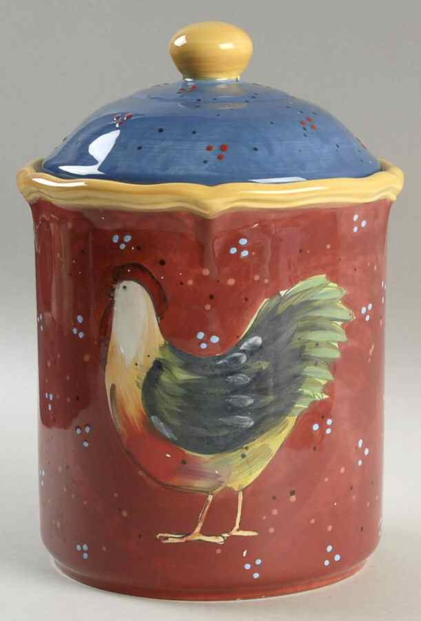 Patchwork Rooster Medium Canister & Lid by Certified International-1