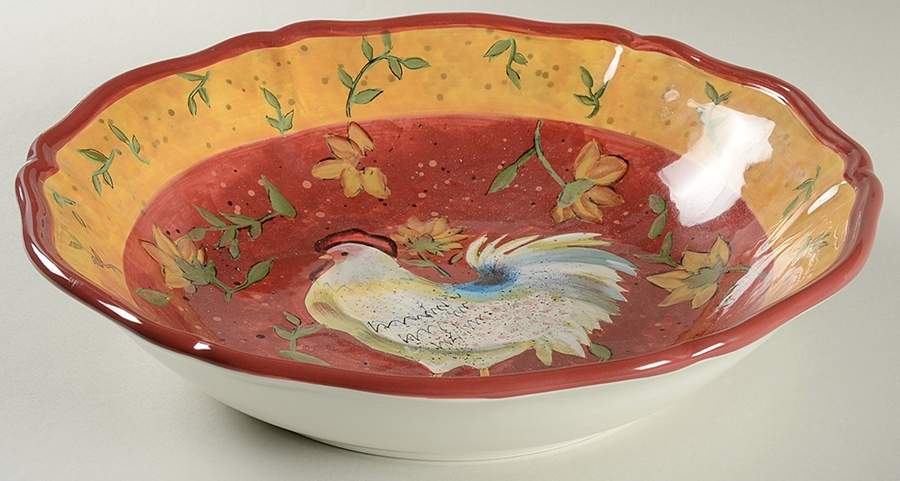 Patchwork Rooster 13" Pasta Serving Bowl by Certified International-1