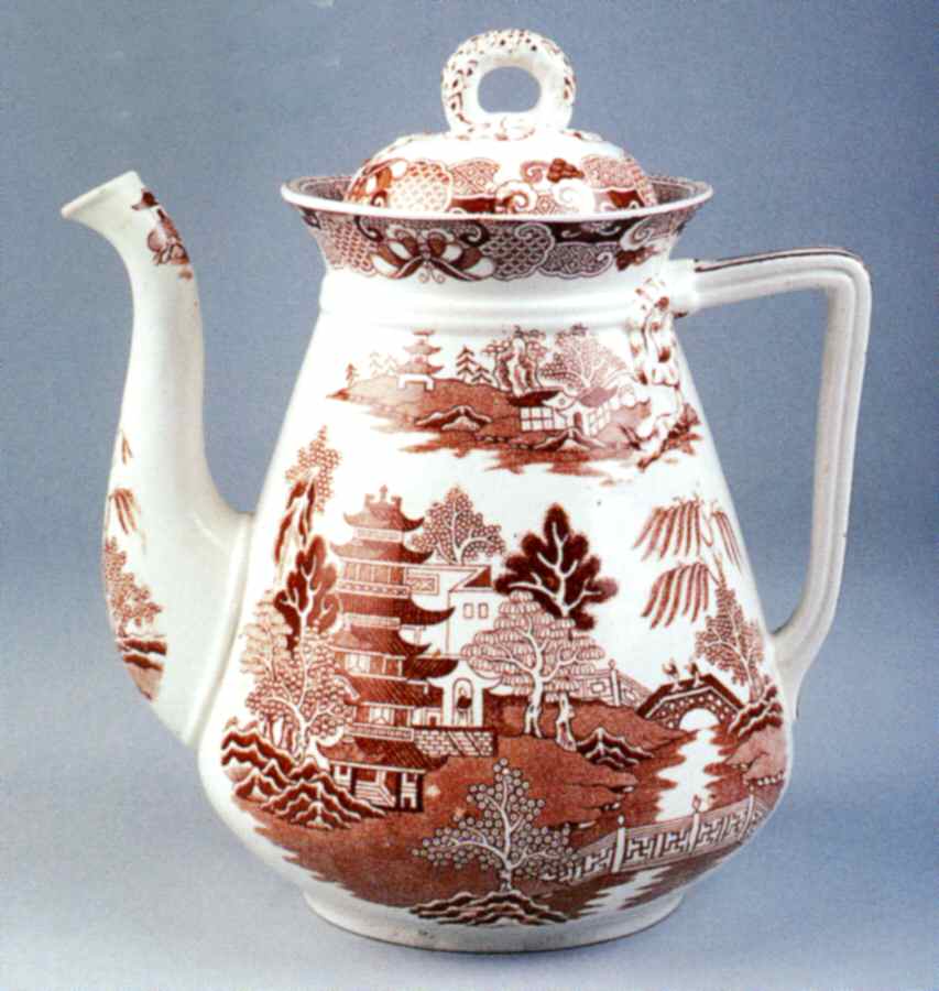 Brown Willow Coffee Pot & Lid by Crown Staffordshire-1