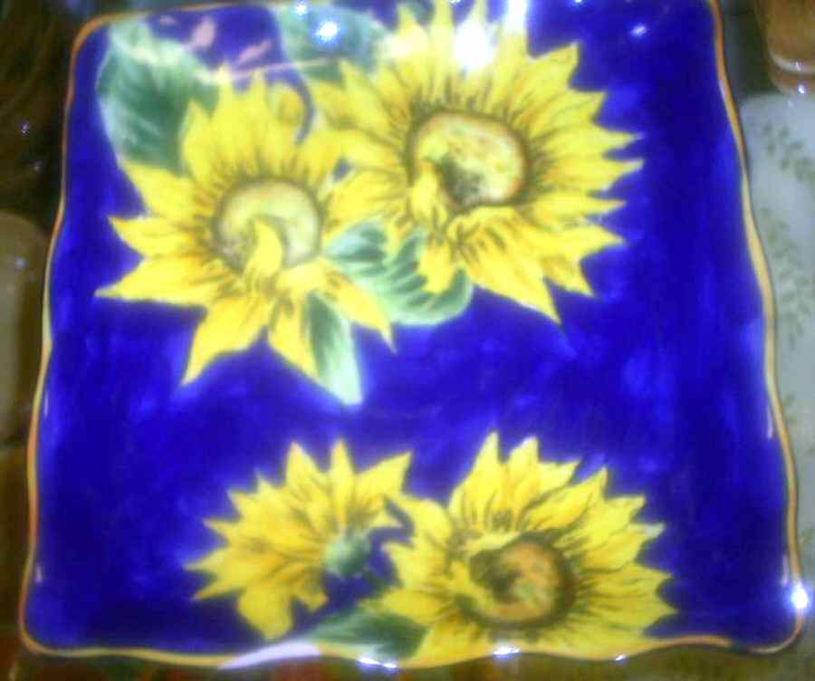 Sunflower Square Dinner Plate by Maxcera Corp-1
