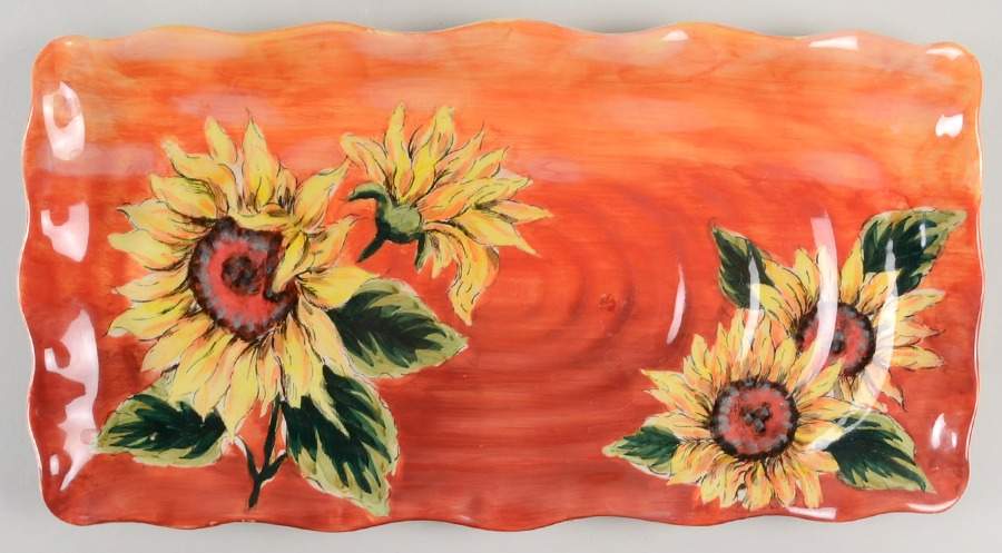 Sunflower 17" Rectangular Serving Platter by Maxcera Corp-1