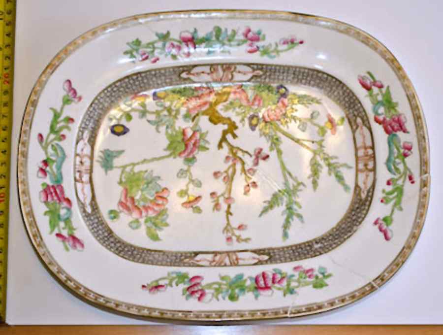 Indian Tree (Smooth, Gold Trim) 12" Oval Serving Platter by Coalport-1