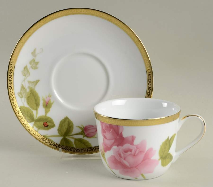 Rose Buffet Gold Flat Cup & Saucer Set by Charter Club-1