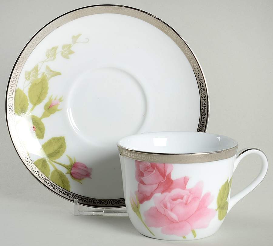 Rose Buffet Platinum Flat Cup & Saucer Set by Charter Club-1