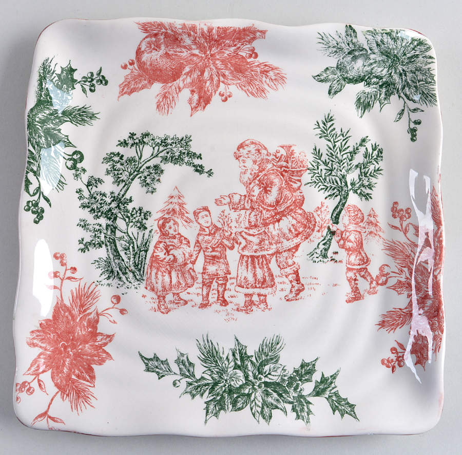 Christmas Toile Salad Plate by China (Made in China)-1