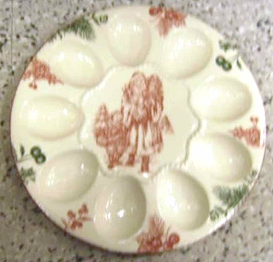 Christmas Toile Deviled Egg Plate by China (Made in China)-1