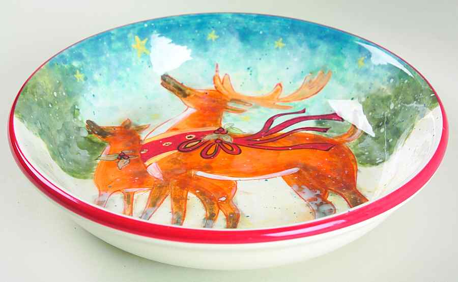 Enchanted Reindeer 9" Individual Pasta Bowl by Certified International-1