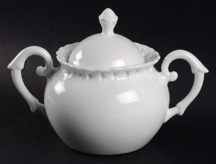 Heirloom White Sugar Bowl & Lid by Coastline Imports-1