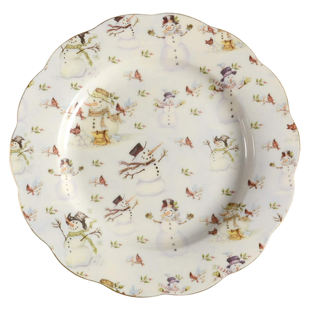 Snowman Cream Salad/Dessert Plate - Set of 4 by Coastline Imports-1