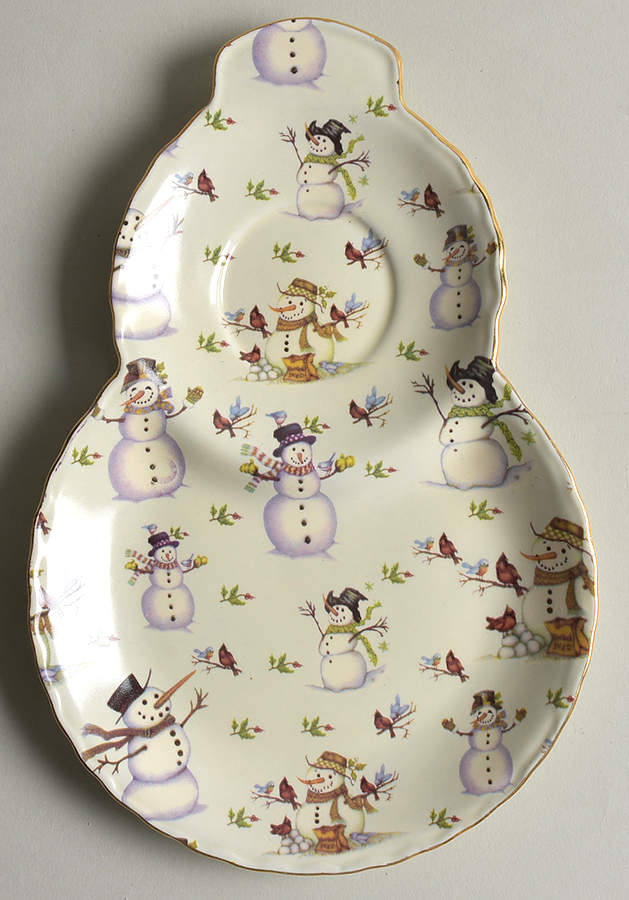 Snowman Cream Plate for Tea & Toast Snack Set by Coastline Imports-1