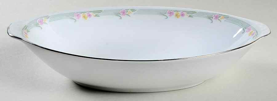 Emerald (Platinum Trim) 11" Oval Vegetable Bowl by China Pearl-1