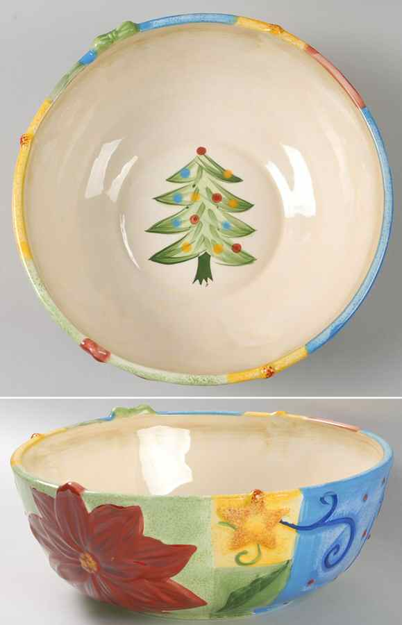 Holiday Quilt 10" Round Serving Bowl by Corsica Home-1