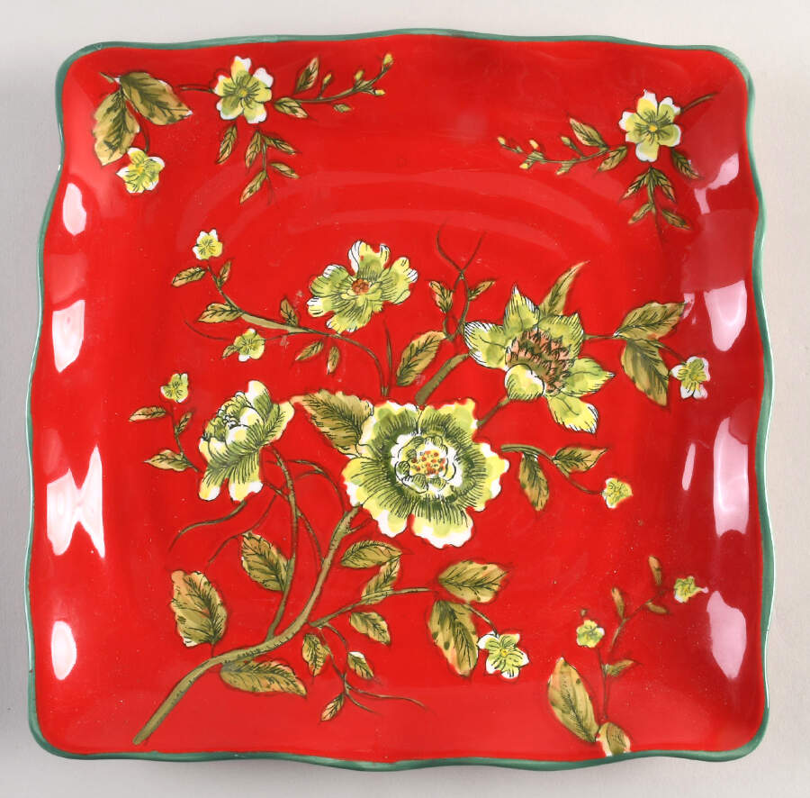 Red Floral Dinner Plate by Maxcera Corp-1