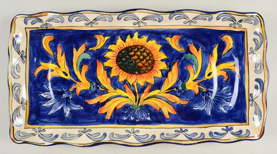 Tuscan Sunflower 17" Rectangular Serving Platter by Maxcera Corp-1