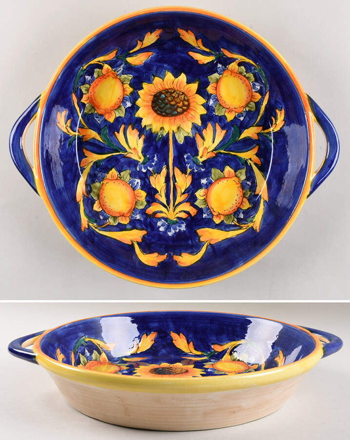 Tuscan Sunflower 15" Round Handled Platter by Maxcera Corp-1