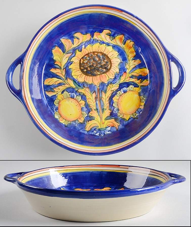 Tuscan Sunflower 15" Round Handled Platter by Maxcera Corp-1