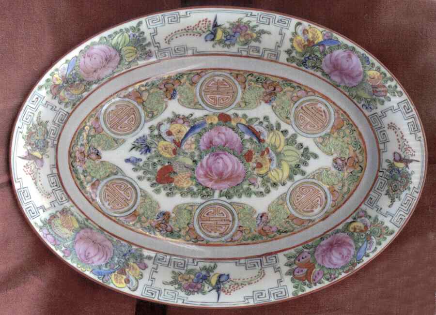 Rose Medallion (No People) 16" Oval Serving Platter by China (Made in China)-1