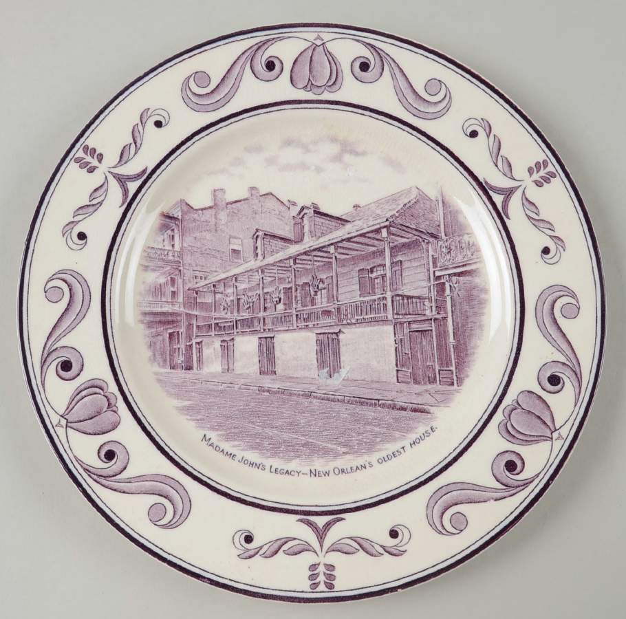 Scenes of Old New Orleans Mulberry Dinner Plate by Crown Ducal-1