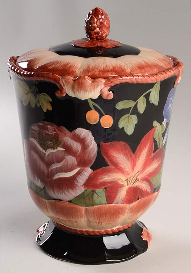 Black Tapestry Biscuit Barrel & Lid by Certified International-1