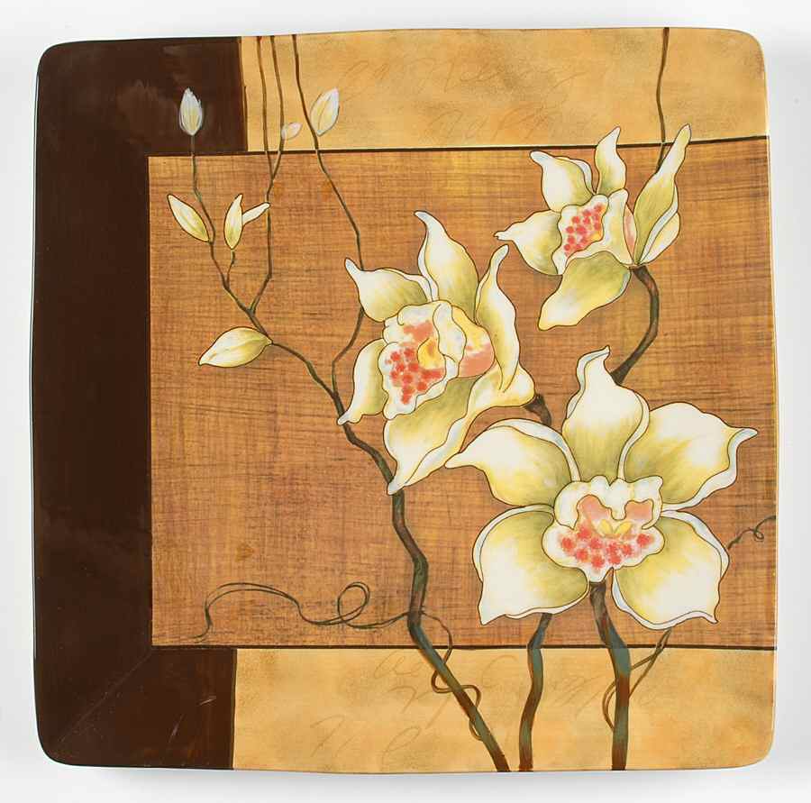 Golden Orchids 13" Square Serving Platter by Certified International-1