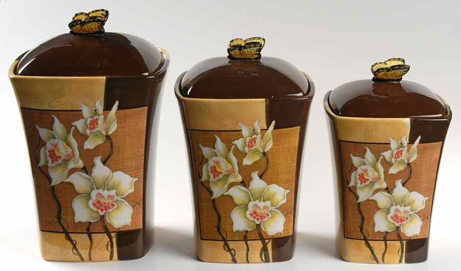Golden Orchids (3 Piece) Canister Set (Box Set) by Certified International-1