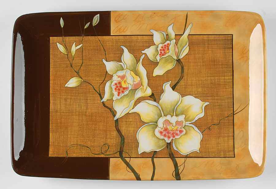 Golden Orchids 18" Rectangular Serving Platter by Certified International-1