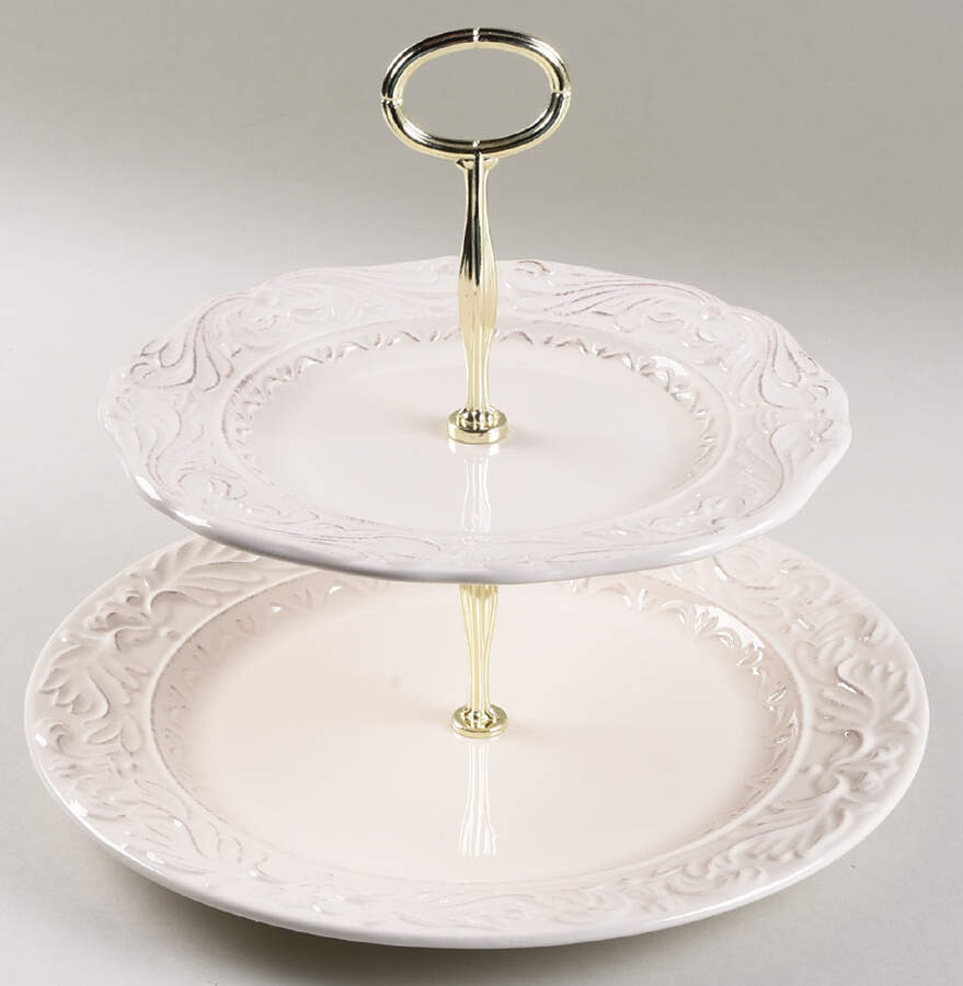 Firenze Ivory 6 5/8"-10"  2 Tiered Serving Tray (Dp, Sp) HC by Certified International-1